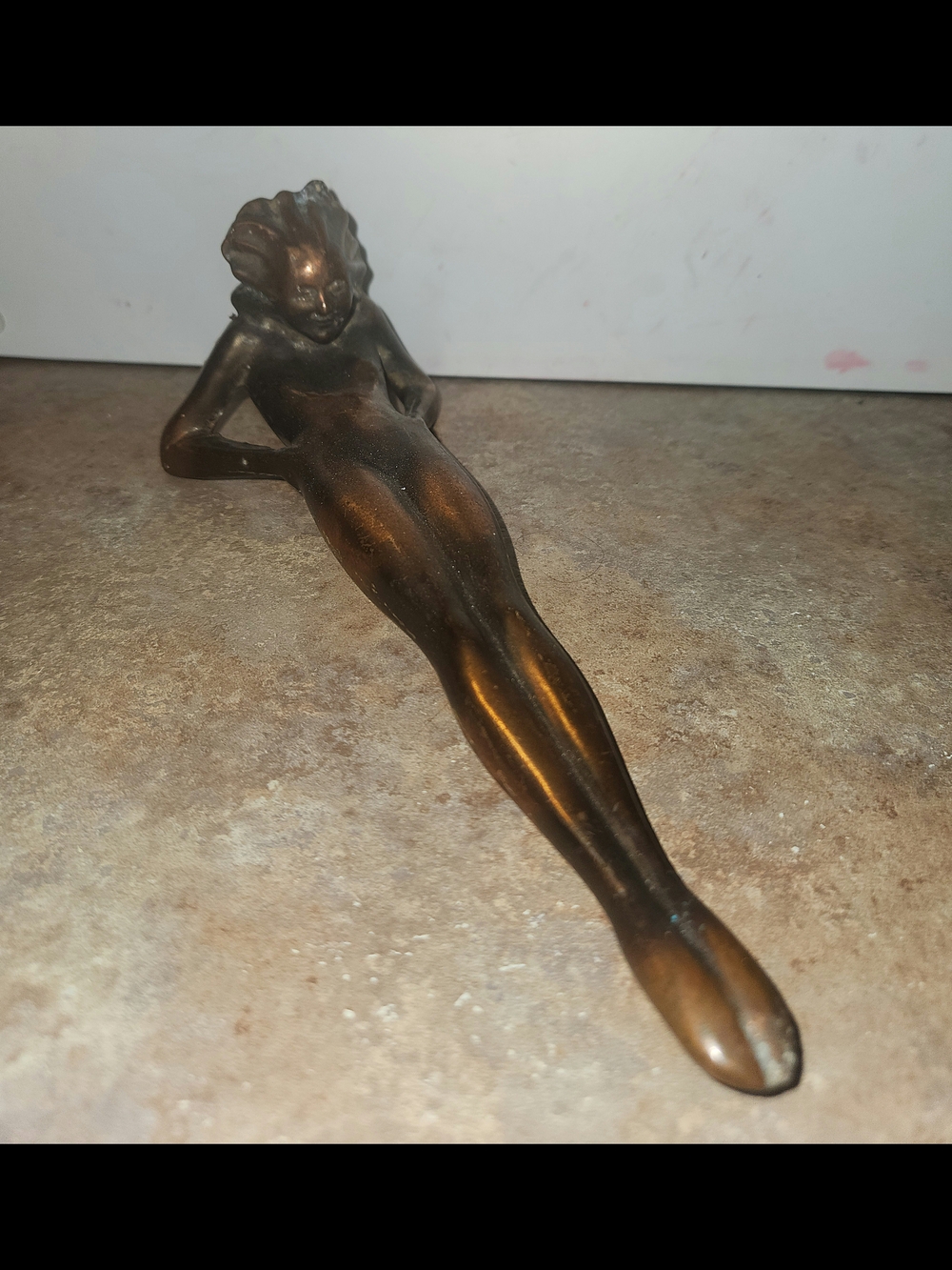 Bronze-Tone Metalware Reclining Female Figurine Decorative Art Deco Home Accent